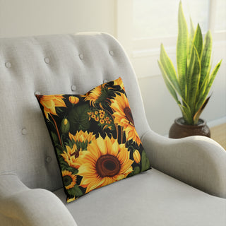 Sunny Boho: Premium Square Cushion/Pillow with Sunflower Design for a Modern Home