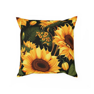 Sunny Boho: Premium Square Cushion/Pillow with Sunflower Design for a Modern Home