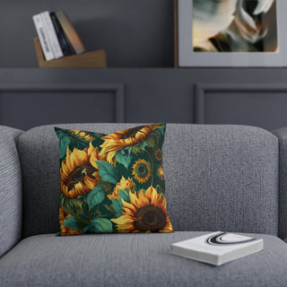 Minimalist Sunflowers: Premium Square Cushion/Pillow with Boho Design for a Modern Home