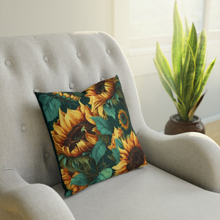 Minimalist Sunflowers: Premium Square Cushion/Pillow with Boho Design for a Modern Home