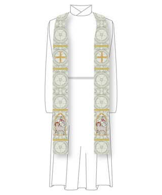 Agnus Dei in Arch White Stole Christmas and Easter White Clergy Stole