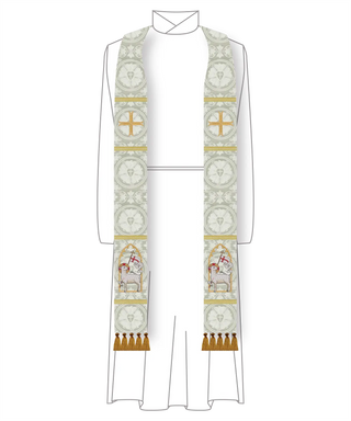 Agnus Dei in Arch White Stole Christmas and Easter White Clergy Stole