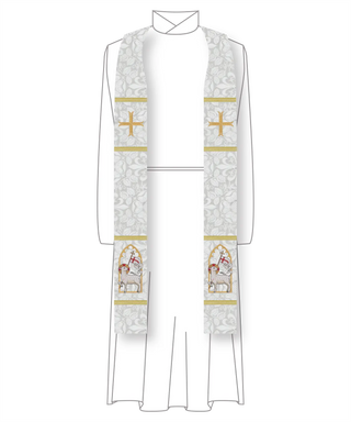 Agnus Dei in Arch White Stole Christmas and Easter White Clergy Stole