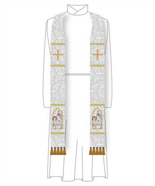 Agnus Dei in Arch White Stole Christmas and Easter White Clergy Stole