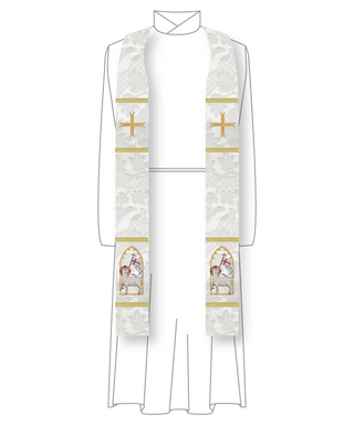 Agnus Dei in Arch White Stole Christmas and Easter White Clergy Stole