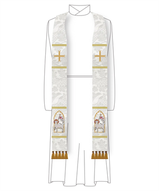 Agnus Dei in Arch White Stole Christmas and Easter White Clergy Stole