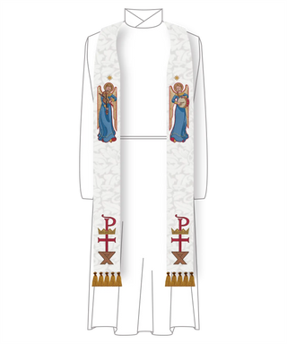 Angels Manger Stole | Christmas and Easter White Clergy Stole