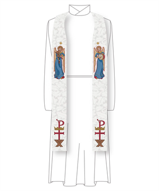 Angels Manger Stole | Christmas and Easter White Clergy Stole