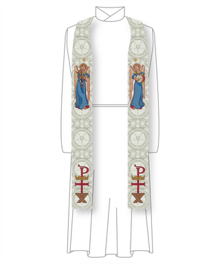 Angels Manger Stole | Christmas and Easter White Clergy Stole