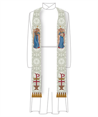 Angels Manger Stole | Christmas and Easter White Clergy Stole