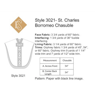 St. Charles Borromeo Chasuble  Sewing Pattern Style 3021 | Chasuble Pattern