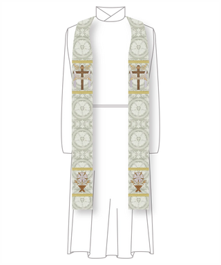 White Clergy Stoles With Christmas Rose | Easter Collection Style #1