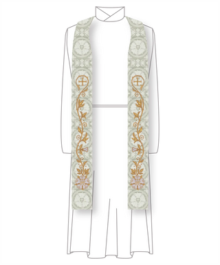 White or Ivory Rose and Vine Priest Stole Festival Pastor Priest Stole