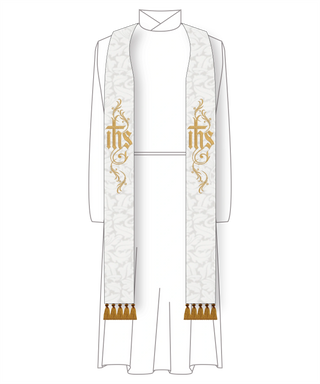 Dayspring IHS Flourish Clergy Stole | Pastor Priest White Stole Festival