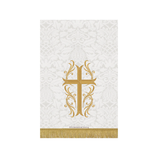 Latin Flourish Cross White Pulpit Fall |White and Gold Pulpit Hanging