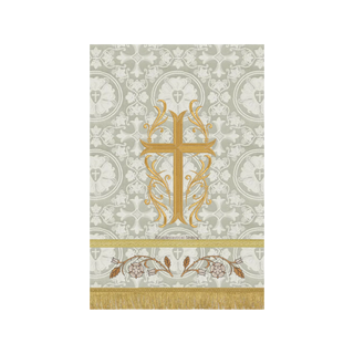 Latin Flourish Cross White Pulpit Fall |White and Gold Pulpit Hanging