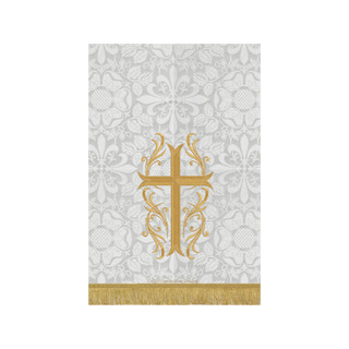 Latin Flourish Cross White Pulpit Fall |White and Gold Pulpit Hanging