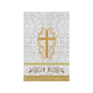 Latin Flourish Cross White Pulpit Fall |White and Gold Pulpit Hanging