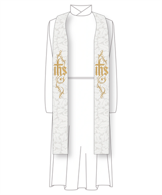 Dayspring IHS Flourish Clergy Stole | Pastor Priest White Stole Festival