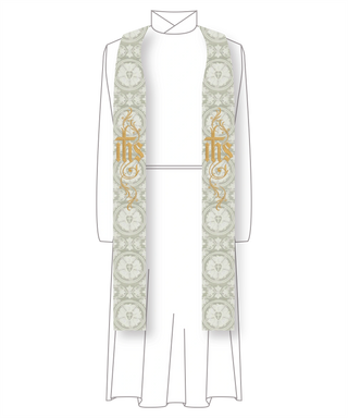 Dayspring IHS Flourish Clergy Stole | Pastor Priest White Stole Festival