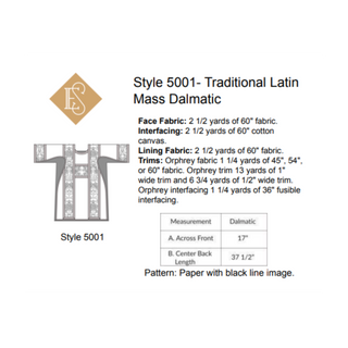  Latin Mass Dalmatic Pattern | Church Vestment Sewing Pattern