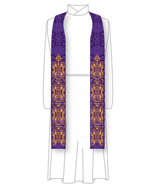 Lent Thistle Thorn Lattice Pastor Stole | Violet Clergy Priest Stole