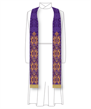 Lent Thistle Thorn Lattice Pastor Stole | Violet Clergy Priest Stole