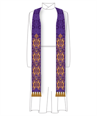 Lent Thistle Thorn Lattice Pastor Stole | Violet Clergy Priest Stole