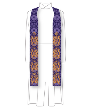 Lent Thistle Thorn Lattice Pastor Stole | Violet Clergy Priest Stole