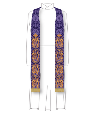 Lent Thistle Thorn Lattice Pastor Stole | Violet Clergy Priest Stole