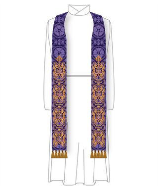 Lent Thistle Thorn Lattice Pastor Stole | Violet Clergy Priest Stole