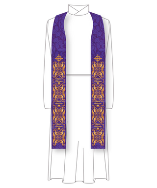 Lent Thistle Thorn Lattice Pastor Stole | Violet Clergy Priest Stole