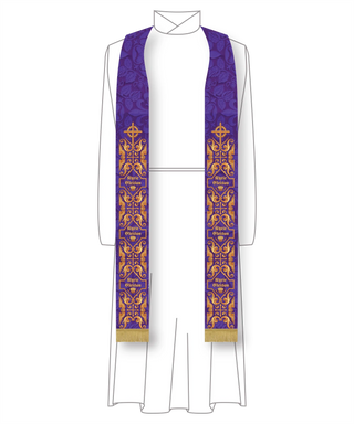 Lent Thistle Thorn Lattice Pastor Stole | Violet Clergy Priest Stole