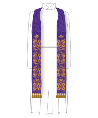 Lent Thistle Thorn Lattice Pastor Stole | Violet Clergy Priest Stole