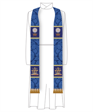 Messianic Rose Manger Stole | Blue or Violet Advent Pastor Stole