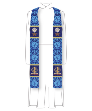 Messianic Rose Manger Stole | Blue or Violet Advent Pastor Stole