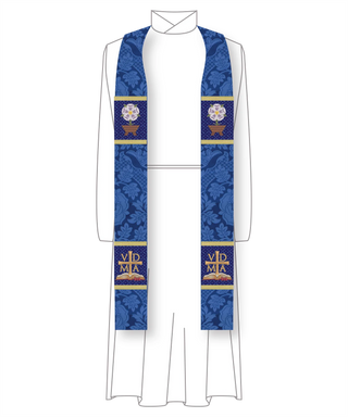 Messianic Rose Manger Stole | Blue or Violet Advent Pastor Stole