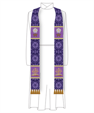 Messianic Rose Manger Stole | Blue or Violet Advent Pastor Stole