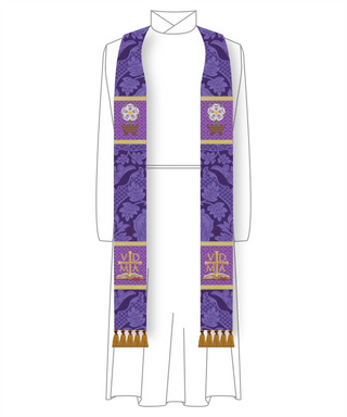 Messianic Rose Manger Stole | Blue or Violet Advent Pastor Stole