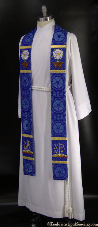 Messianic Rose Manger Stole | Blue or Violet Advent Pastor Stole