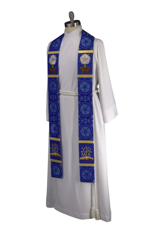 Messianic Rose Manger Stole | Blue or Violet Advent Pastor Stole