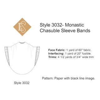 Monastic Chasuble Sleeve Bands Sewing Pattern Style 3032 | Chasuble Pattern