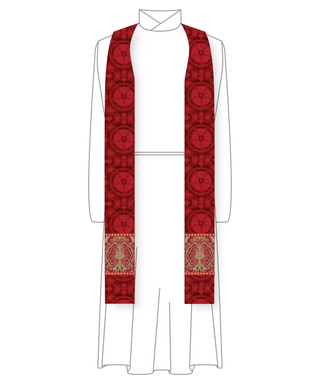 Red Pastor Stole with Red Wakefield Orphrey Bands