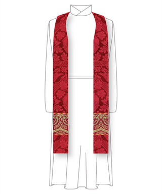 Red Pastor Stole with Red Wakefield Orphrey Bands | Red Pastor Priest Stole