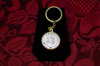 Saint Benedict Silver and Gold Car Key Pendant