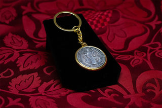 Saint Benedict Silver and Gold Car Key Pendant