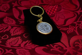 Saint Benedict Silver and Gold Car Key Pendant