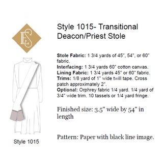 Transitional Deacon Priest Stole Pattern |Transitional Deacon Style 1015