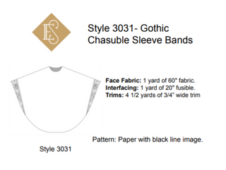 Gothic Chasuble Sleeve Bands Sewing Pattern Style 3031  | Chasuble Pattern