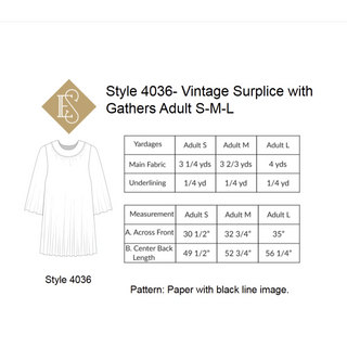 Vintage Surplice with Gathers Sewing Pattern | Style 4036 & 4037 Surplice